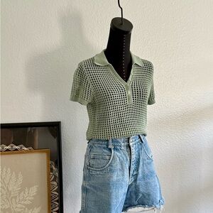 Calvin Klein Jeans Sage Green Crochet Top